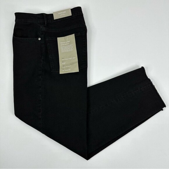 Everlane Women's NWT Coal Black The Way-High Raw Hem‎ Luxury Jean W30-32/L27.5 - Picture 3 of 10